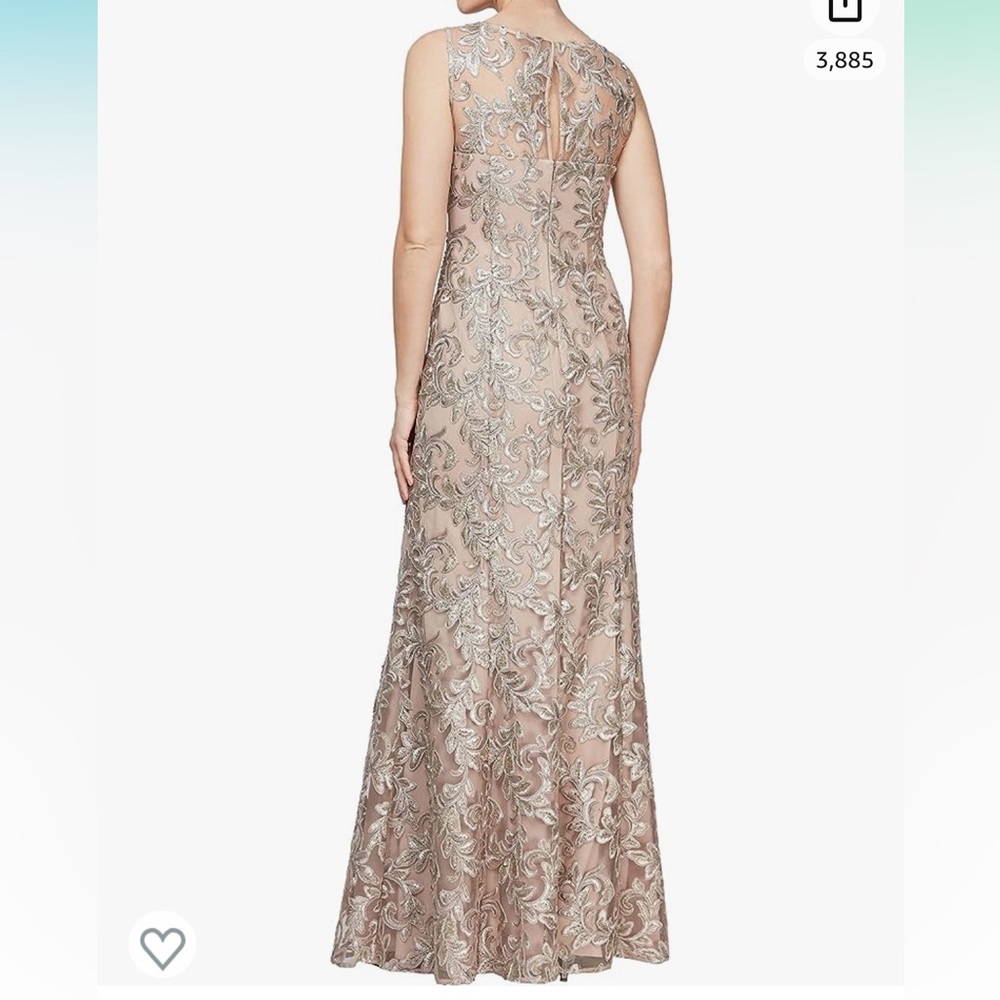 Mother of the Bride gown champagne sequins 8P Alex Evenings Formal dress gown - Picture 2 of 11